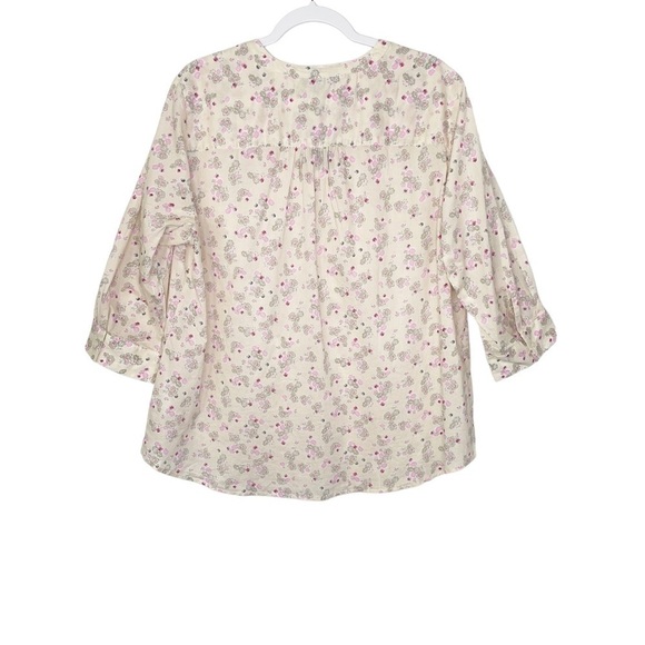 Lane Bryant Cotton Button Front Floral 3/4 Sleeves Top Pink NWT - Picture 2 of 13